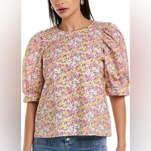En Saison Floral Puff Sleeve Top - size large